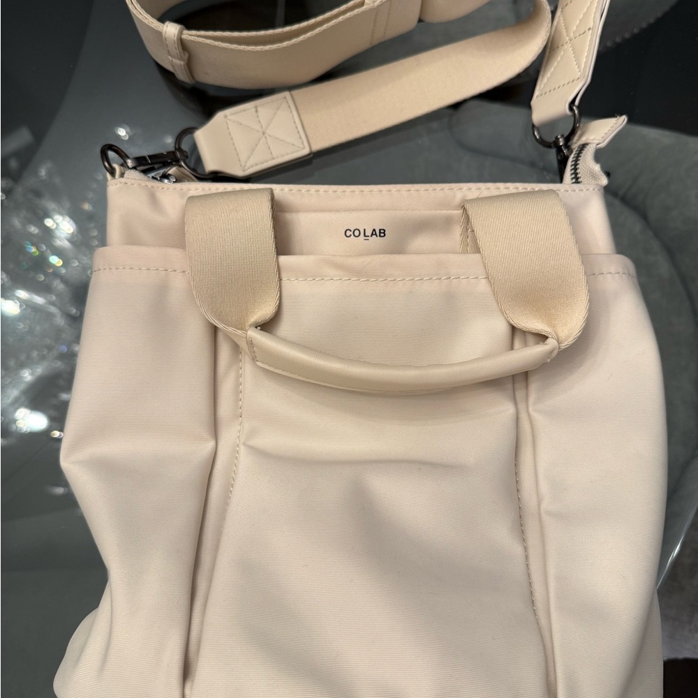 Cream Shoulder Bag with Adjustable Strap and smooth Finish
